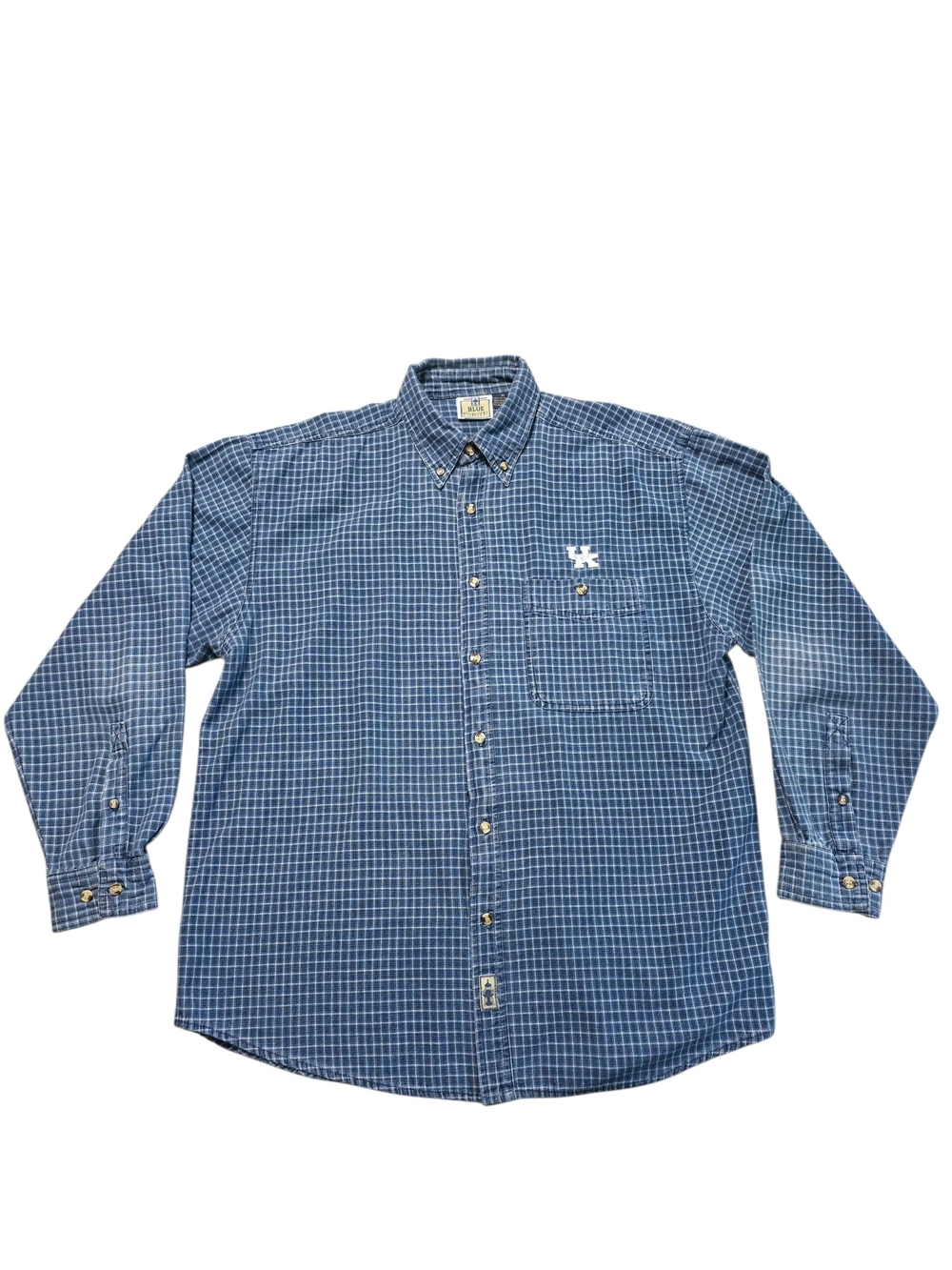 Vtg University of Kentucky Blue Check Button-Down Shirt